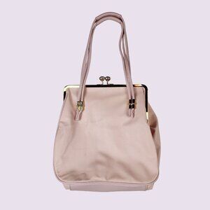 Lulu Guinness Pink Large Gem Clasp Bag With Gold Accents & Polka Dot Lining